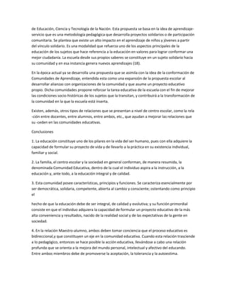 Definición y elementos personales de la comunidad educativa | DOCX