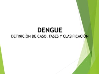 DENGUE
DEFINICIÓN DE CASO, FASES Y CLASIFICACIÓN
1
 