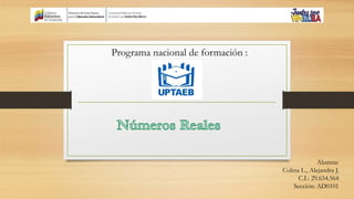 Programa nacional de formación :
Alumna:
Colina L., Alejandra J.
C.I.: 29.654.564
Sección: AD0101
 