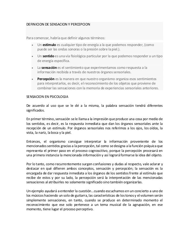 Sensación significado
