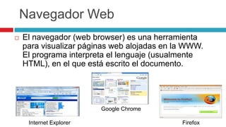 WWWWWW= WorldWideWeb (“Red Global Mundial” o "Red de Amplitud Mundial").Es un medio de comunicación de documentos de hipertexto y/o hipermedios(texto, gráficos, vídeos y otros objetos multimedia) a través de Internet.La web es un sistema de hipertexto que utiliza Internet como su mecanismo de transporteWWW no es sinónimo de Internet, la web es un subconjunto de Internet, que consiste en páginas que se pueden acceder usando un navegador, mientras que Internet es la red de redes.