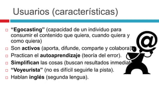 Estadísticas de Sitios WebUsuarioÚnicoo VisitanteÚnico (UU): Calculaapróximadamente el númerode personas queacceden al sitio (por IP o cookie)  Son los dispositivos.Sesióno Visita (SS): Número de veces que un visitante único entra a un sitio web.Páginas Vistas (PV): Número de páginas por las que navega un usuario cuando visita un sitio web.Importante:El número total de páginas vistas siemprees mayor o igual al número de sesiones y éstesiemprees mayor o igual al número de usuariosúnicos.PV >= SS >= UUEn los Blogs, cada vez que un usuario ingresa se convierte en UU. Al acceder a cualquier post, está generando PV.