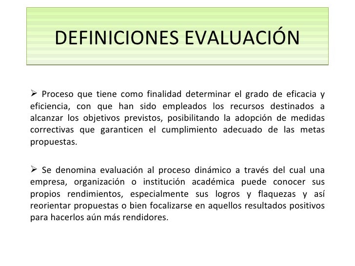 Definiciones evaluación