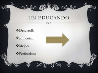UN EDUCANDO

Desarrolla

aumenta,

Mejora

Perfecciona
 