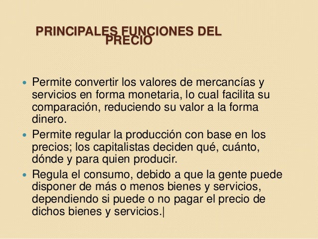 Definiciones y funciones del precio