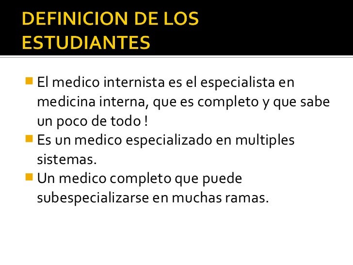 Definicion medico internista Definicion medico internista