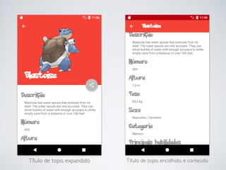 Título de topo, encolhido, e conteúdoTítulo de topo, expandido
 