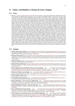13
11 Fontes, contribuidores e licenças de texto e imagem
11.1 Texto
• Arte Fonte: https://pt.wikipedia.org/wiki/Arte?oldid=46102862 Contribuidores: Jorge~ptwiki, Robbot, Hashar, JMGM, Manuel Anastá-
cio, Harshmellow, Paul Beppler~ptwiki, Mschlindwein, Gaf.arq, E2mb0t, LeonardoRob0t, Malafaya, Alexg, Lusitana, VivaVorto, Who-
oligan, Nuno Tavares, Get It, NTBot, RobotQuistnix, JP Watrin, Rei-artur, Jcmo, Sturm, Clara C., Marcelo-Silva, Epinheiro, Slade,
333~ptwiki, João Carvalho, Abmac, Agil, Giro720, OS2Warp, 555, Moire~ptwiki, Adailton, Mateus Hidalgo, Lijealso, YurikBot, Poran-
tim, Fernando S. Aldado, Gpvos, Bonás, Mosca, MalafayaBot, Eligieri, Eduardoferreira, Gabrielt4e, Chlewbot, Dantadd, Leonardo.stabile,
Dcolli, Chicocvenancio, Aleph73, Jo Lorib, João Sousa, Jkeditora, Salm, Al Lemos, Nice poa, GoEThe, FSogumo, Profcardy, Anunciato,
Thijs!bot, Rei-bot, GRS73, Escarbot, Belanidia, Wmarcosw, Marcelonada, Daimore, BOT-Superzerocool, Gjpab, Rossicev, Garavello,
JAnDbot, Alchimista, Arktrus, Julia palazzo, Luiza Teles, Bisbis, Brizolão, Barão de Itararé, Flaksbaum, CommonsDelinker, Atriz, Fabio
Rocha, Augusto Reynaldo Caetano Shereiber, Jessicafanta, Alexanderps, Stego, Ulises Sarry~ptwiki, Joaopchagas2, Eric Duﬀ, Zimmer-
mann~ptwiki, Rjclaudio, Juzinha13, Idioma-bot, EuTuga, Der kenner, Fábio San Juan, Luckas Blade, TXiKiBoT, Gunnex, VolkovBot,
SieBot, Luther Blissett. Y, Synthebot, Lechatjaune, Ordnael lod, Eleefecosta, Bluedenim, OTAVIO1981, YonaBot, Teles, BotMultichill,
AlleborgoBot, Roberto Ferres, Zdtrlik, GOE, Tetraktys, PequijanFAP, Kyle the bot, PipepBot, HyperBroad, Auréola, Kim richard, Heili-
genfeld, LeoBot, Taikanatur, Inox, Wiltão, Alexandrepastre, Georgez, Stefanysolari, Caduqueiroz, RadiX, 2(L.L.K.)2, Theus PR, MelM,
Joaocorreia81, Lockalbot, OﬀsBlink, Vitor Mazuco, Franceline Michailoﬀ, Richard Melo da Silva, Carlos-PC, ChristianH, Numbo3-bot,
LinkFA-Bot, LaaknorBot, PTorg, Otavio de lima, Nallimbot, Alessandropolicarpo, Magno.prof, Eamaral, Luiz F. Fritz, Acqua, V3193,
Leontina~ptwiki, Arena Interativa, Salebot, Algébrico, Yonidebot, Regi-Iris Stefanelli, ArthurBot, DumZiBoT, Vitorvicentevalente, Ra-
missesBot, DHRC, Mobyduck, Xqbot, MigueldePortugal, GhalyBot, Gean, Rubinbot, Darwinius, LucienBOT, ThiagoRuiz, MisterSan-
derson, MauritsBot, MarcosLauro, Trovão Negro, MastiBot, Josebarbosa, TobeBot, Alch Bot, Braswiki, Stegop, Jafeluv, Marcos Elias de
Oliveira Júnior, KamikazeBot, HVL, WikiTroll, Viniciusmc, Dpolicarpo1, Lucas Gianeri, Capitão Pirata Bruxo, Patriciasalazars, Crash
Overclock, P. S. F. Freitas, Oleitao7, Aleph Bot, Heitormaster, EmausBot, JackieBot, ZéroBot, Érico, Renato de carvalho ferreira, Arkali-
noski, Viickqw, Reporter, Dreispt, Ebrambot, Averaver, Stuckkey, WikitanvirBot, Comandofred, RodrigoVVSousa, Leytor, Colaborador
Z, MerlIwBot, ANGELO P.777, Antero de Quintal, PauloEduardo, Épico, HiW-Bot, DARIO SEVERI, Elivandamota, Shgür Datsügen,
Zoldyick, Matheus Faria, Max51, Roger11, Erickrf, Dexbot, FrancisAkio, Önni, Legobot, Clistenes Ferraz, O Artista, Modelos e arte,
Athena in Wonderland, JACKONG, Eclipsis Proteo, Kaio pereira, Marcioseno, Araujo123, Nakinn, O revolucionário aliado, Vítor, Fábio
da Silva Portella, Diego Zaratini, Oberti aisten, CarlosNeroCosta, Wiglif Moreira, Gato Preto, Commandos-rus, MarinoOrnila e Anónimo:
444
11.2 Imagens
• Ficheiro:August_Macke_023.jpg Fonte: https://upload.wikimedia.org/wikipedia/commons/f/fd/August_Macke_023.jpg Licença: Pu-
blic domain Contribuidores: The Yorck Project: 10.000 Meisterwerke der Malerei. DVD-ROM, 2002. ISBN 3936122202. Distributed by
DIRECTMEDIA Publishing GmbH. Artista original: August Macke
• Ficheiro:Commons-logo.svg Fonte: https://upload.wikimedia.org/wikipedia/commons/4/4a/Commons-logo.svg Licença: Public domain
Contribuidores: This version created by Pumbaa, using a proper partial circle and SVG geometry features. (Former versions used to be
slightly warped.) Artista original: SVG version was created by User:Grunt and cleaned up by 3247, based on the earlier PNG version,
created by Reidab.
• Ficheiro:Disambig_grey.svg Fonte: https://upload.wikimedia.org/wikipedia/commons/4/4a/Disambig_grey.svg Licença: Public domain
Contribuidores: Obra do próprio Artista original: Bub’s
• Ficheiro:Fontaine_Duchamp.jpg Fonte: https://upload.wikimedia.org/wikipedia/commons/f/fa/Fontaine_Duchamp.jpg Licença: Pu-
blic domain Contribuidores: http://fr.wikipedia.org/wiki/Image:Urinoir-duchamp.jpg Artista original: Photoshop (me), original photo
GNU from Gtanguy
• Ficheiro:Johann_Joachim_Winckelmann_(Anton_von_Maron_1768).jpg Fonte: https://upload.wikimedia.org/wikipedia/
commons/6/6b/Johann_Joachim_Winckelmann_%28Anton_von_Maron_1768%29.jpg Licença: Public domain Contribuidores:
http://kunstfreunde-weimar.de/kusa/web/de/presse/down/fotos/winkelmann.jpg Artista original: Anton von Maron
• Ficheiro:Louis-Michel_van_Loo_001.jpg Fonte: https://upload.wikimedia.org/wikipedia/commons/a/ad/Louis-Michel_van_Loo_
001.jpg Licença: Public domain Contribuidores: Desconhecido Artista original: Louis-Michel van Loo
• Ficheiro:Magnifying_glass_01.svg Fonte: https://upload.wikimedia.org/wikipedia/commons/3/3a/Magnifying_glass_01.svg Licença:
CC0 Contribuidores: ? Artista original: ?
• Ficheiro:Malevich.black-square.jpg Fonte: https://upload.wikimedia.org/wikipedia/commons/5/57/Malevich.black-square.jpg Li-
cença: Public domain Contribuidores: Desconhecido Artista original: Kazimir Malevich
• Ficheiro:Michelangelo_-_Fresco_of_the_Last_Judgement.jpg Fonte: https://upload.wikimedia.org/wikipedia/commons/8/8e/
Michelangelo_-_Fresco_of_the_Last_Judgement.jpg Licença: Public domain Contribuidores: This digital version comes from [1] and has
been slightly cropped and colour adjusted by User:Zeimusu. Artista original: Michelangelo
• Ficheiro:Michelangelo_Buonarroti_-_Jugement_dernier.jpg Fonte: https://upload.wikimedia.org/wikipedia/commons/c/c1/
Michelangelo_Buonarroti_-_Jugement_dernier.jpg Licença: Public domain Contribuidores: Obra do próprio, Arnaud 25 Artista original:
Michelangelo
• Ficheiro:Michelangelo_Buonarroti_011.jpg Fonte: https://upload.wikimedia.org/wikipedia/commons/0/0d/Michelangelo_
Buonarroti_011.jpg Licença: Public domain Contribuidores: The Yorck Project: 10.000 Meisterwerke der Malerei. DVD-ROM,
2002. ISBN 3936122202. Distributed by DIRECTMEDIA Publishing GmbH. Artista original: Michelangelo
• Ficheiro:Mona_Lisa,_by_Leonardo_da_Vinci,_from_C2RMF_retouched.jpg Fonte: https://upload.wikimedia.org/wikipedia/
commons/e/ec/Mona_Lisa%2C_by_Leonardo_da_Vinci%2C_from_C2RMF_retouched.jpg Licença: Public domain Contribuidores:
Cropped and relevelled from File:Mona Lisa, by Leonardo da Vinci, from C2RMF.jpg. Originally C2RMF: Galerie de tableaux en très
haute déﬁnition: image page Artista original: C2RMF: Galerie de tableaux en très haute déﬁnition: image page
 
