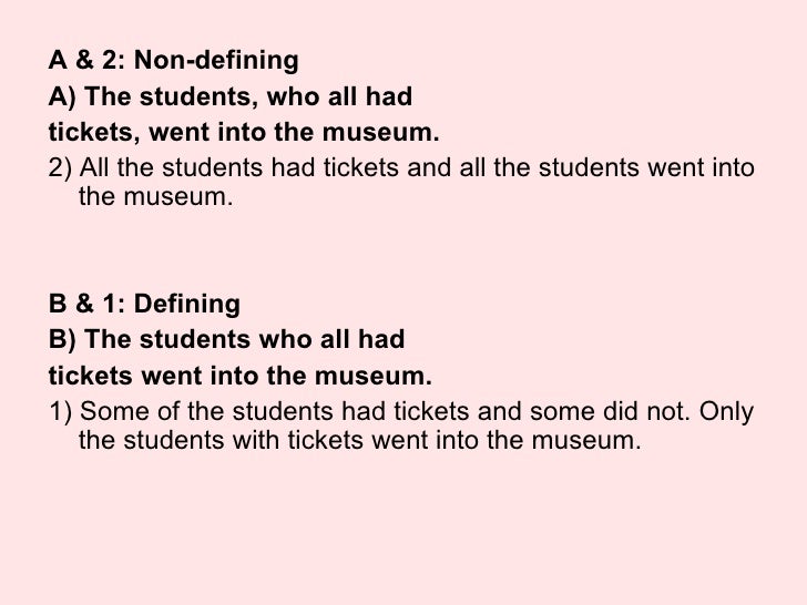 Defining And Non Defining Relative Clauses