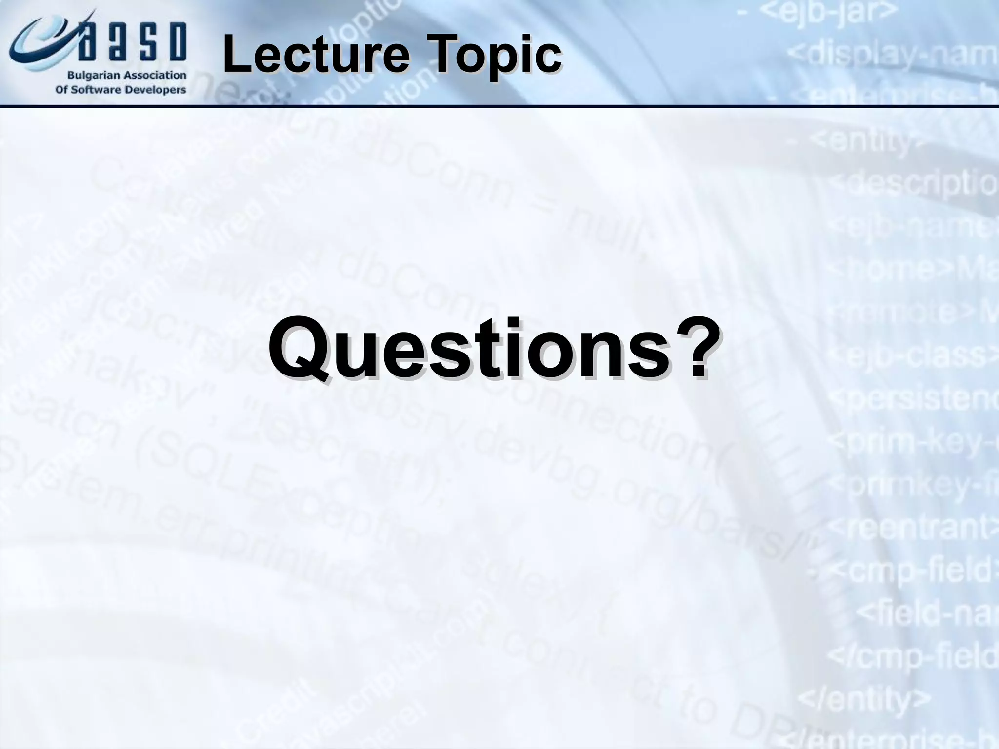 Lecture Topic Questions? 