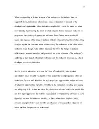 Measuring Output Using Graduate Defining and measuring employability 2001 | DOCX