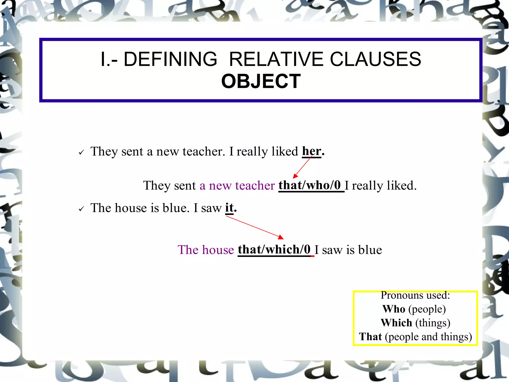 Defining and non defining relative clauses | ODP