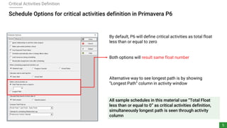 Defining, Assessing and Managing Critical - Near Critical Activities Using Primavera P6