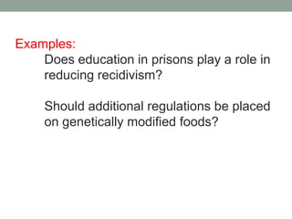 Recidivism Example Defining a topic | PPTX