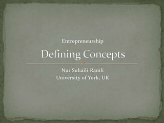 Entrepreneurship




 Nur Suhaili Ramli
University of York, UK
 
