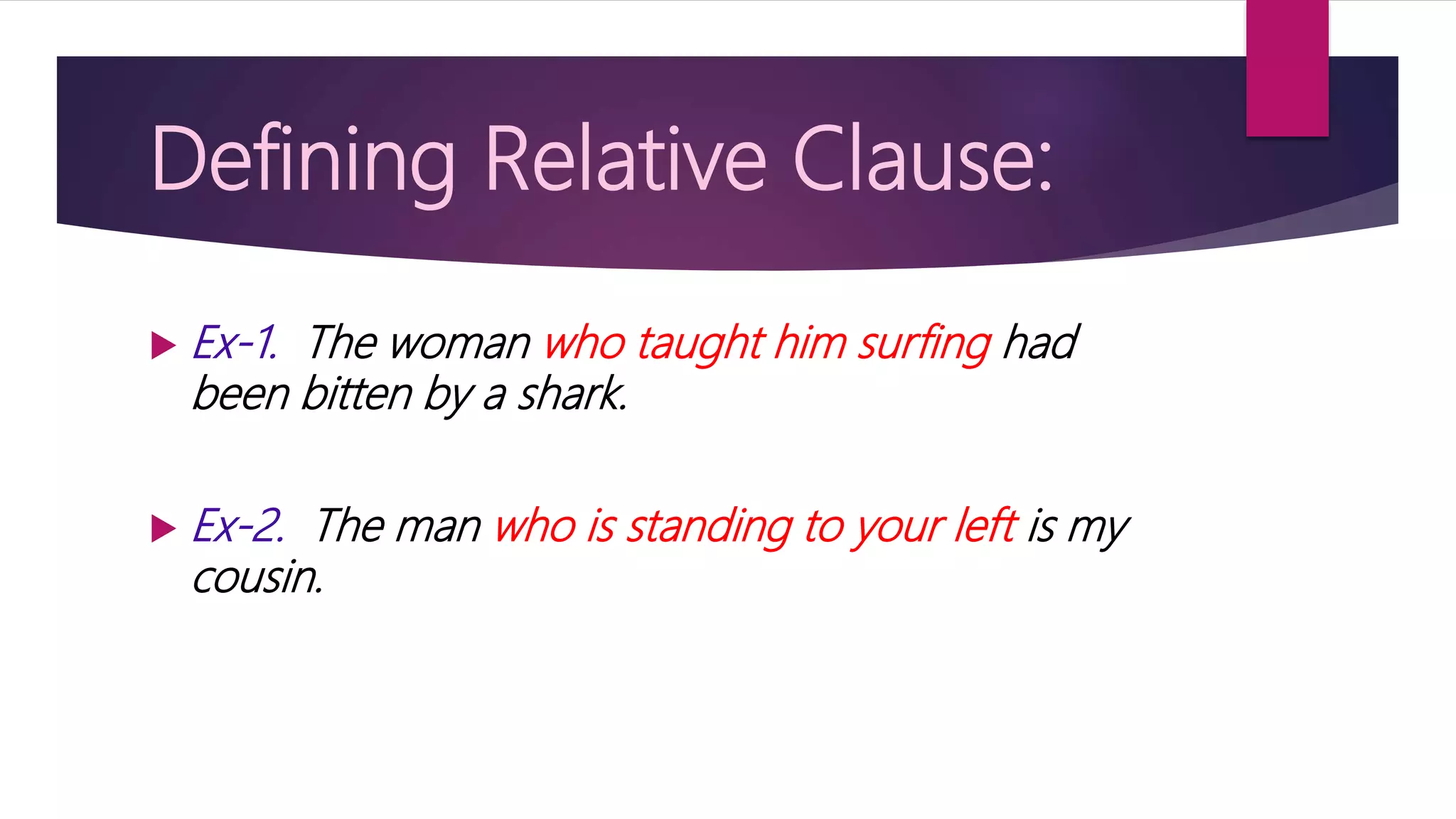 Defining Non Defining Relative Clauses Erklärung Defining and Non defining relative clauses | PPT
