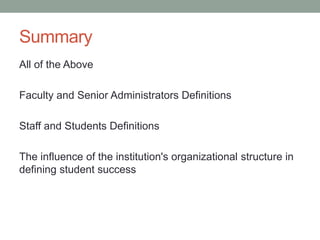 Defining student success ppt | PPTX