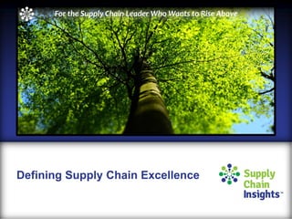 For the Supply Chain Leader Who Wants to Rise Above
Defining Supply Chain Excellence
 
