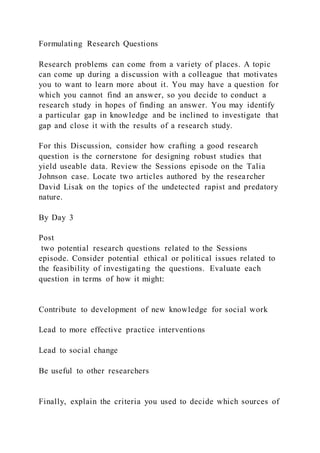 Defining the Research Problem; Justifying the Study; Reviewing E | PDF