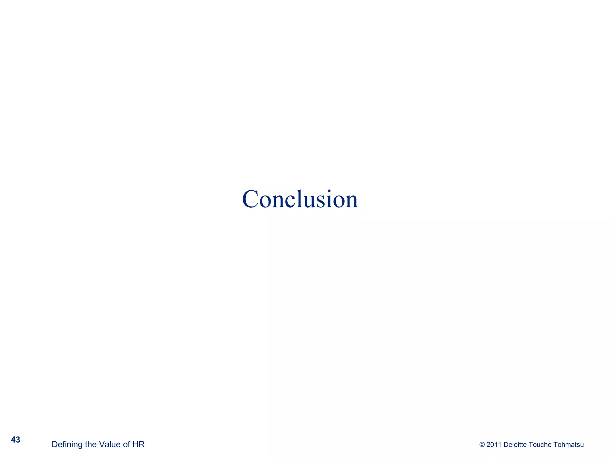 Conclusion Defining the Value of HR 