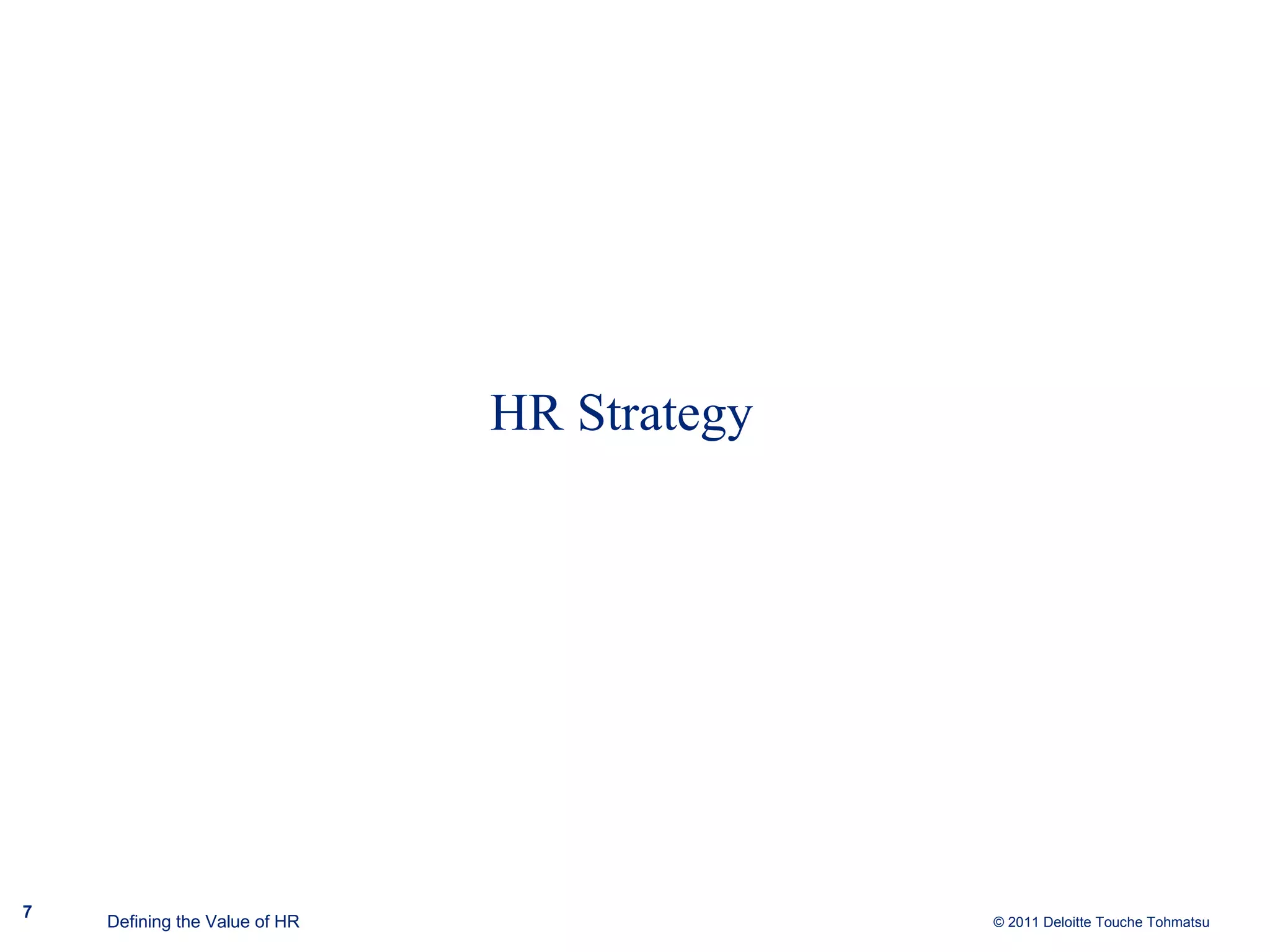 HR Strategy Defining the Value of HR 