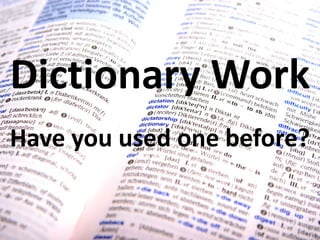 Dictionary WorkHave you used one before?