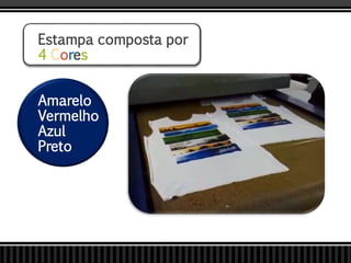 Estampa composta por
4 Cores
Amarelo
Vermelho
Azul
Preto
 