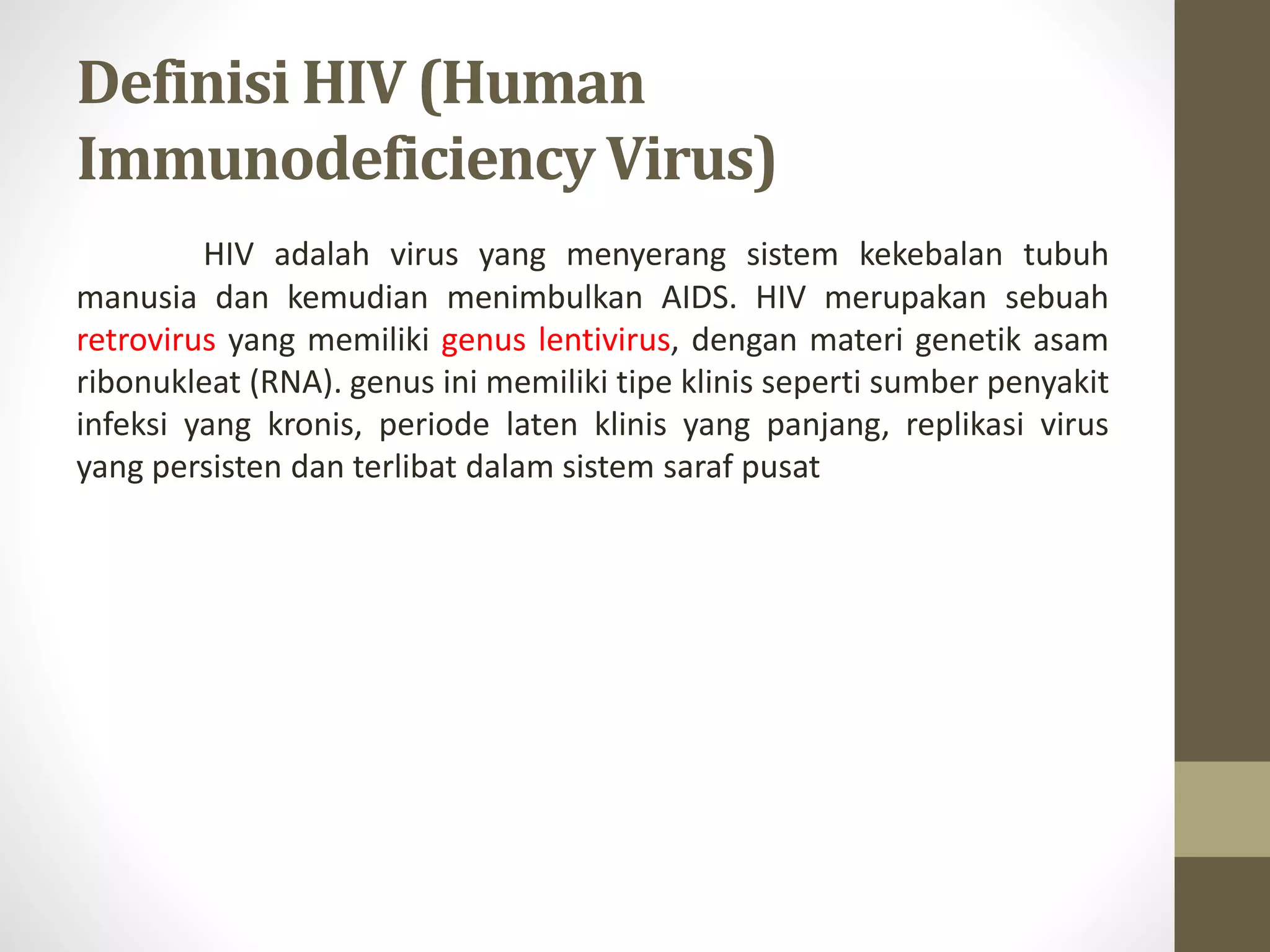 Definisi dan klasifikasi hiv | PPTX