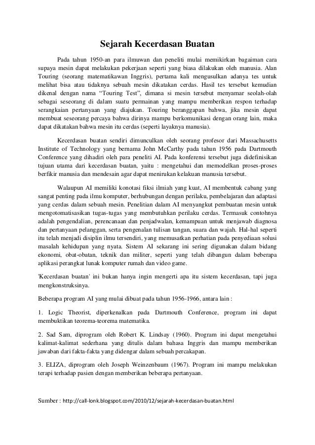 Definisi kecerdasan buatan