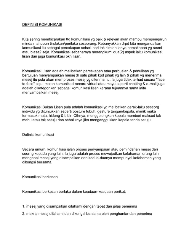 Definisi komunikasi | DOCX