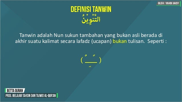 Definisi Nun Sukun Dan Tanwin