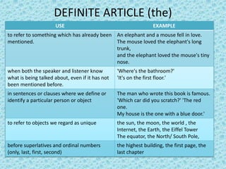 Something Definite Example Definite and indefinite articles by lipovac tatjana | PPTX