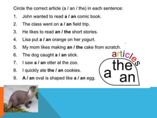 Definite and indefinite articles thursday