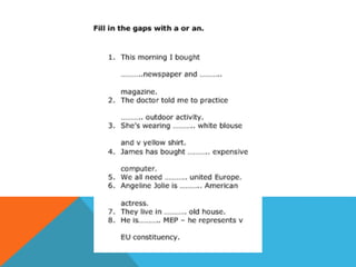 Definite and indefinite articles thursday