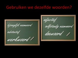 Gebruiken we dezelfde woorden? 