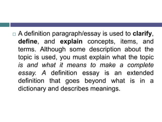 extended definition essay topics