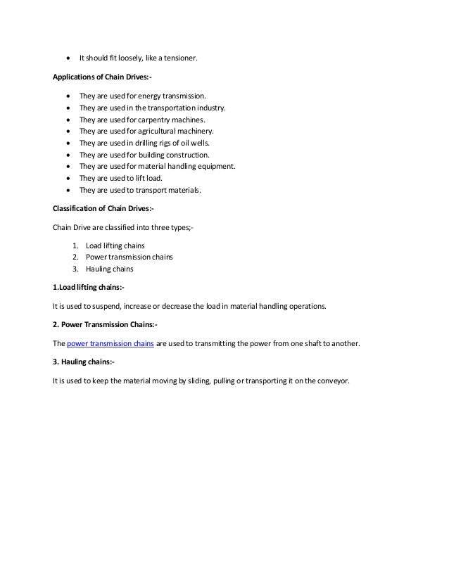 Definition advantages disadvantages and application of chain drive