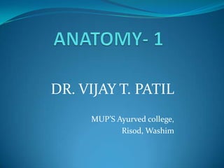 DR. VIJAY T. PATIL
MUP’S Ayurved college,
Risod, Washim

 