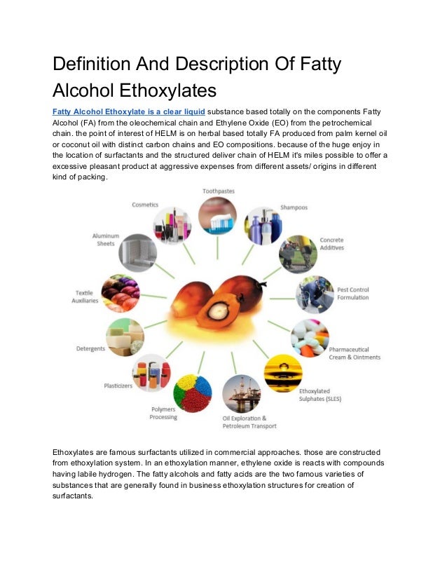 Definition and description of fatty alcohol ethoxylates