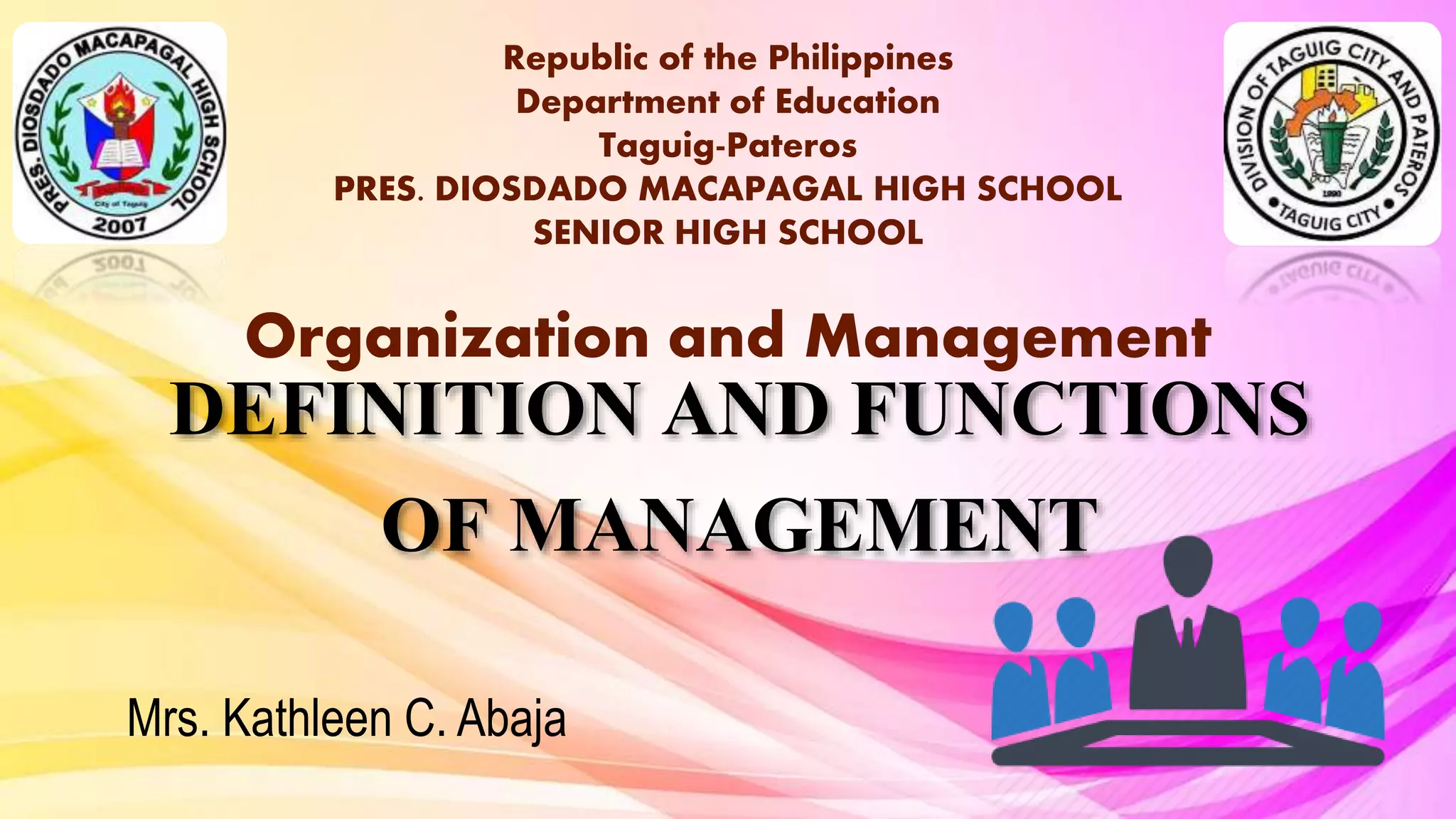 Definition and function of management PPT