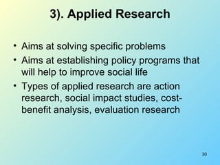 Definition and types of research | PPT