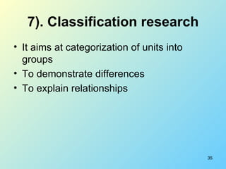 Definition and types of research | PPT