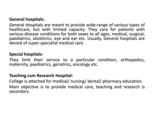 Definition Classification And Function Of Hospital