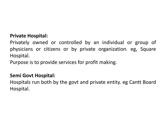 Definition Classification And Function Of Hospital