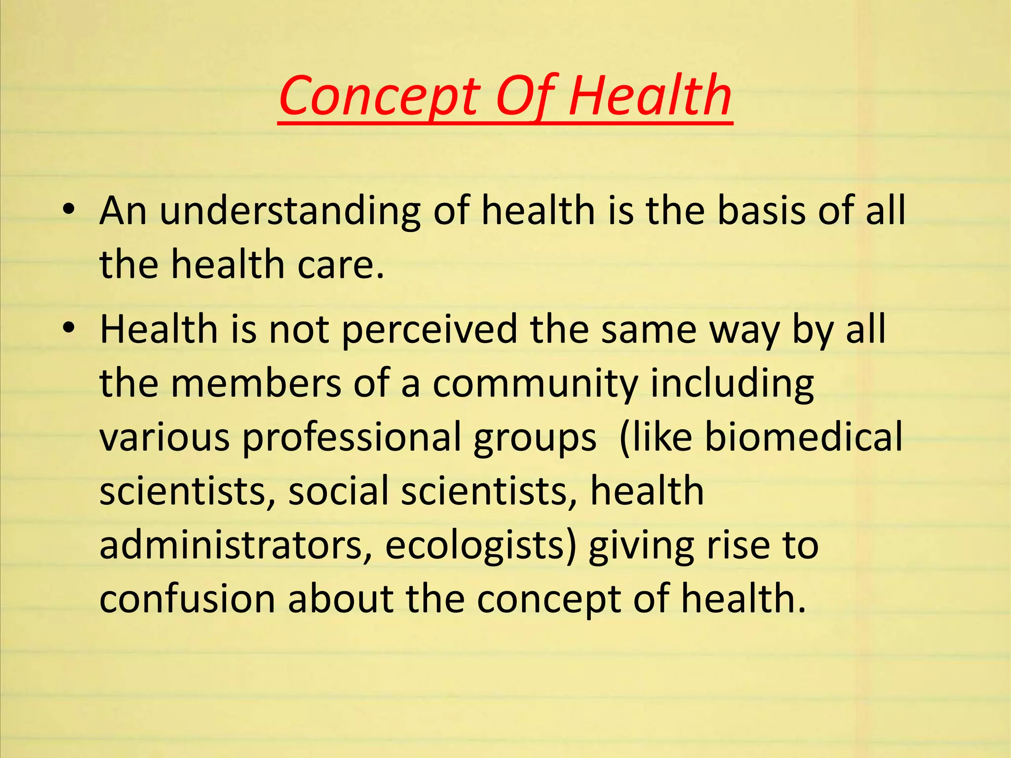 Definition & concept of health | PPTX