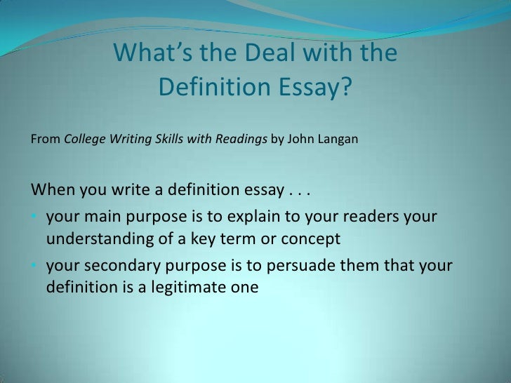 good words to write a definition essay on