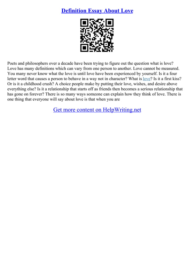 Definition Essay Examples Love