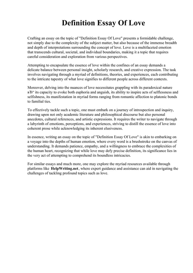 Definition Essay Of Love. Bellevue University | PDF