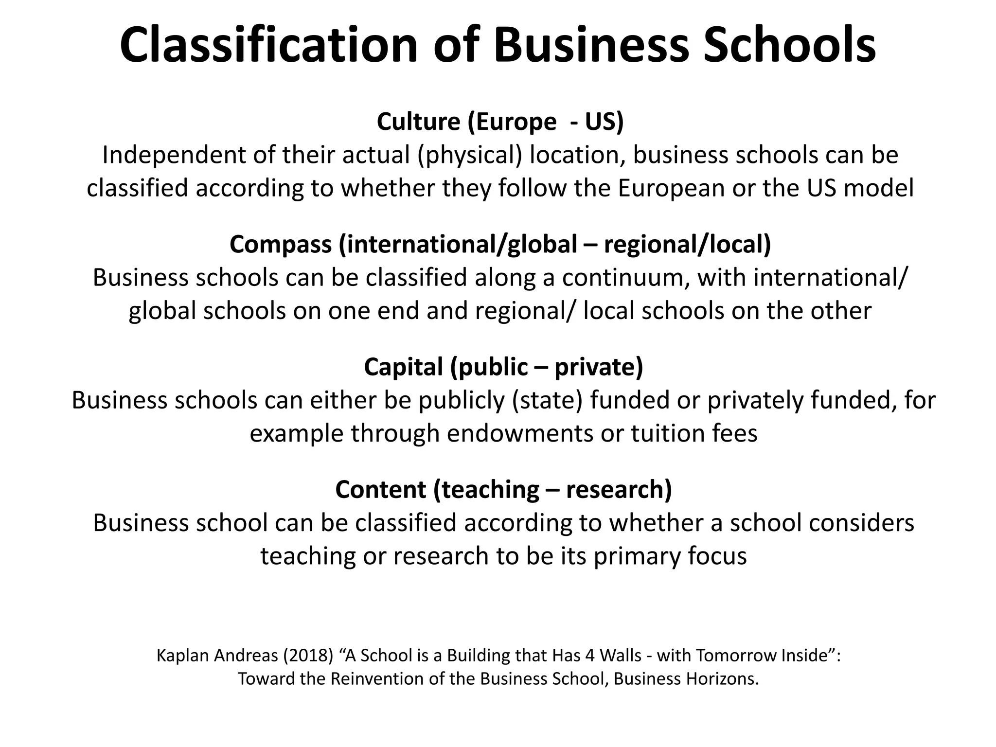Definition, history, and classification of business schools | PPT