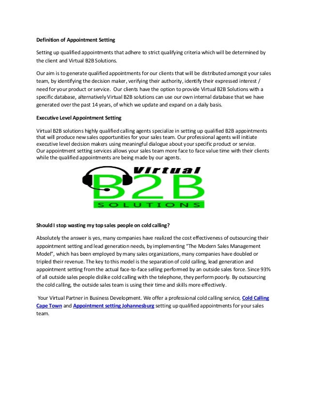 Definition of appointment setting